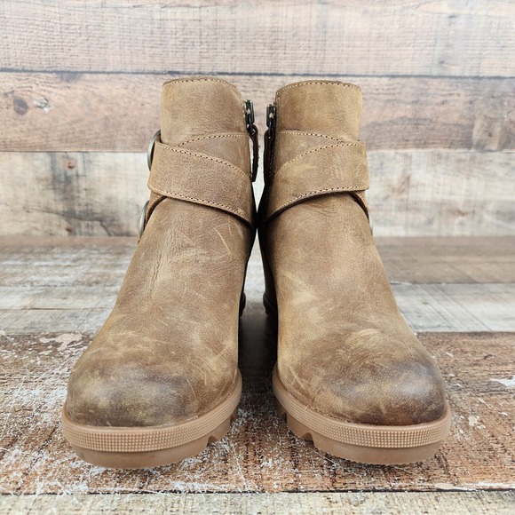 Sorel Joan Of Arctic Wedge II Women Sz 6 Buckle  Brown Leather Bootie NL3490-286 - Picture 2 of 11